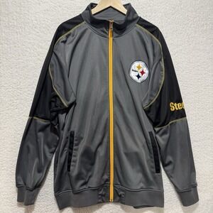Pittsburgh Steelers NFL‎ Mens Gray 2XT Embroidered Full Zip Jacket